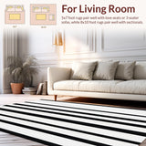 Ultra Soft Area Rug, Non Slip, Stain Resistant, Washable Area Rugs for Living Room, Bedroom, Modern striped textile art(Black)