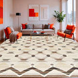 Ultra Soft Area Rug, Non Slip, Stain Resistant, Washable Area Rugs for Living Room, Bedroom, Sophisticated Neutral Area With Transitional Geometric(Beige)