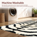 Ultra Soft Area Rug, Non Slip, Stain Resistant, Washable Area Rugs for Living Room, Bedroom, Bold Safari Style Narrow Space Rug(Black)