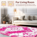 Ultra Soft Area Rug, Non Slip, Stain Resistant, Washable Area Rugs for Living Room, Bedroom, Serene Watercolor Floral Impression(White)