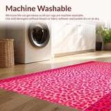 Ultra Soft Area Rug, Non Slip, Stain Resistant, Washable Area Rugs for Living Room, Bedroom, Bright Cheerful Wild Animal Design(Pink)