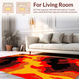 Ultra Soft Area Rug, Non Slip, Stain Resistant, Washable Area Rugs for Living Room, Bedroom, Contemporary Eruption Style Element(Red)