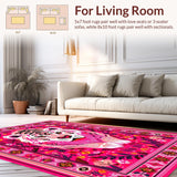Ultra Soft Area Rug, Non Slip, Stain Resistant, Washable Area Rugs for Living Room, Bedroom, Vibrant Jungle-Themed Decor(Pink)