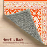 Ultra Soft Area Rug, Non Slip, Stain Resistant, Washable Area Rugs for Living Room, Bedroom, Elegant Textured Diamond Composition(Orange)
