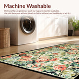 Ultra Soft Area Rug, Non Slip, Stain Resistant, Washable Area Rugs for Living Room, Bedroom, Artistic Green Floral Interpretation(Beige)