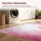 Ultra Soft Area Rug, Non Slip, Stain Resistant, Washable Area Rugs for Living Room, Bedroom, Whimsical Soft Pink Floral Accents(Pink)