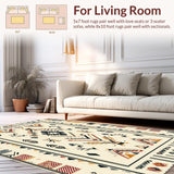 Tribal Design Plush Entryway Non Shedding(Beige)