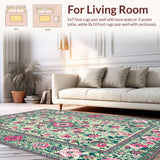 Ultra Soft Area Rug, Non Slip, Stain Resistant, Washable Area Rugs for Living Room, Bedroom, Rustic Pastel Geometric Arrangement(Ivory)