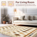 Ultra Soft Area Rug, Non Slip, Stain Resistant, Washable Area Rugs for Living Room, Bedroom, Earth Tone Rug with Elegant Geometric Patterns and Boho Chic Style(Beige)