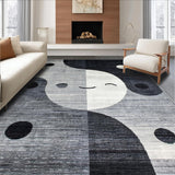 Ultra Soft Area Rug, Non Slip, Stain Resistant, Washable Area Rugs for Living Room, Bedroom, Trendy Monochrome Yin-Yang Aesthetic(Gray)