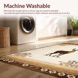 Ultra Soft Area Rug, Non Slip, Stain Resistant, Washable Area Rugs for Living Room, Bedroom, Chic Rustic Deer Imagery(Beige)