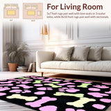 Ultra Soft Area Rug, Non Slip, Stain Resistant, Washable Area Rugs for Living Room, Bedroom, Charming Fun Dog Theme Aesthetic(Pink)
