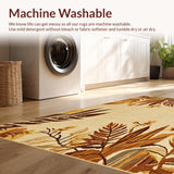 Island Breeze Weatherproof Area Rug With Decorative Botanical Pattern(Beige)