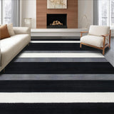 Ultra Soft Area Rug, Non Slip, Stain Resistant, Washable Area Rugs for Living Room, Bedroom, Sleek Abstract Monochrome Lines(Black)