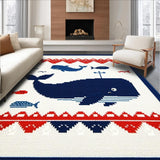 Ultra Soft Area Rug, Non Slip, Stain Resistant, Washable Area Rugs for Living Room, Bedroom, Colorful Coastal Themed Runner(White)