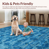 Ultra Soft Area Rug, Non Slip, Stain Resistant, Washable Area Rugs for Living Room, Bedroom, Azure Bowknot Accent Rug: Scalloped Edges, Chic Floor Decor(Blue)