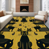 Ultra Soft Area Rug, Non Slip, Stain Resistant, Washable Area Rugs for Living Room, Bedroom, Playful Monochrome Feline Patterns(Yellow)
