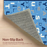 Ultra Soft Area Rug, Non Slip, Stain Resistant, Washable Area Rugs for Living Room, Bedroom, Charming Round Educational Motif(Blue)