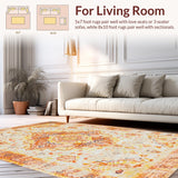 Ultra Soft Area Rug, Non Slip, Stain Resistant, Washable Area Rugs for Living Room, Bedroom, Elegant Boho Textured Design(Beige)
