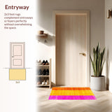 Ultra Soft Area Rug, Non Slip, Stain Resistant, Washable Area Rugs for Living Room, Bedroom, Cute Colorful Shaggy Wave Motif(Orange)