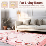 Ultra Soft Area Rug, Non Slip, Stain Resistant, Washable Area Rugs for Living Room, Bedroom, Graceful Pink Floral Arrangement(Pink)
