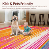 Ultra Soft Area Rug, Non Slip, Stain Resistant, Washable Area Rugs for Living Room, Bedroom, Cheerful Kaleidoscopic Circle Arrangement(Orange)
