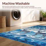 Ultra Soft Area Rug, Non Slip, Stain Resistant, Washable Area Rugs for Living Room, Bedroom, Cozy Earthy Animal Silhouette(Blue)