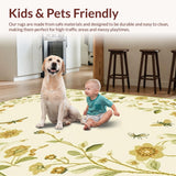 Ultra Soft Area Rug, Non Slip, Stain Resistant, Washable Area Rugs for Living Room, Bedroom, Delicate Insect Floral Harmony(Beige)