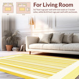 Ultra Soft Area Rug, Non Slip, Stain Resistant, Washable Area Rugs for Living Room, Bedroom, Cozy Small Animal Habitat with Simple Stripe(Yellow)