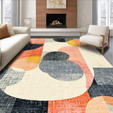 Ultra Soft Area Rug, Non Slip, Stain Resistant, Washable Area Rugs for Living Room, Bedroom, Contemporary Area Rug with Peach, Charcoal, and Cream Motifs(Gray)