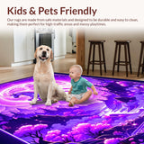Ultra Soft Area Rug, Non Slip, Stain Resistant, Washable Area Rugs for Living Room, Bedroom, Magical Radiant Animal Motif(Purple)