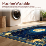 Ultra Soft Area Rug, Non Slip, Stain Resistant, Washable Area Rugs for Living Room, Bedroom, Vibrant Cosmic Medallion Aesthetic(Blue)
