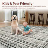Ultra Soft Area Rug, Non Slip, Stain Resistant, Washable Area Rugs for Living Room, Bedroom, Contemporary Striped Carpet for Doorway and Entrance(Gray)