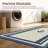 Ultra Soft Area Rug, Non Slip, Stain Resistant, Washable Area Rugs for Living Room, Bedroom, Elegant Striped Nautical Aesthetic(Beige)
