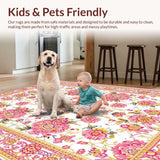 Ultra Soft Area Rug, Non Slip, Stain Resistant, Washable Area Rugs for Living Room, Bedroom, Trendy Vintage Inspired Flora(White)