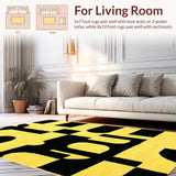 Ultra Soft Area Rug, Non Slip, Stain Resistant, Washable Area Rugs for Living Room, Bedroom, Trendy Urban Textual Decor(Yellow)