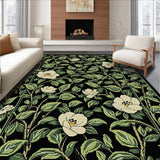 Ultra Soft Area Rug, Non Slip, Stain Resistant, Washable Area Rugs for Living Room, Bedroom, Bold Modern Floral Arrangement(Black)