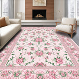 Ultra Soft Area Rug, Non Slip, Stain Resistant, Washable Area Rugs for Living Room, Bedroom, Lively Colorful Garden Aesthetic(Pink)