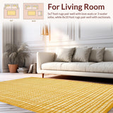 Ultra Soft Area Rug, Non Slip, Stain Resistant, Washable Area Rugs for Living Room, Bedroom, Vibrant Half Circle Design(Yellow)