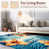 Ultra Soft Area Rug, Non Slip, Stain Resistant, Washable Area Rugs for Living Room, Bedroom, Exotic Botanical Graphic Design(Orange)