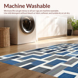 Ultra Soft Area Rug, Non Slip, Stain Resistant, Washable Area Rugs for Living Room, Bedroom, Stylish Modern Symmetrical Elements(Blue)