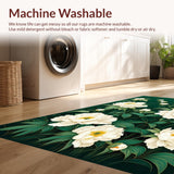 Ultra Soft Area Rug, Non Slip, Stain Resistant, Washable Area Rugs for Living Room, Bedroom, Playful Organic Floral Arrangement(White)