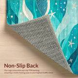 Ultra Soft Area Rug, Non Slip, Stain Resistant, Washable Area Rugs for Living Room, Bedroom, Coastal Starfish Ocean Wave Runner Rug Teal Blue Nautical Accent Carpet(Blue)