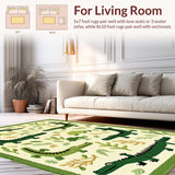 Ultra Soft Area Rug, Non Slip, Stain Resistant, Washable Area Rugs for Living Room, Bedroom, Vibrant Animal Print Decorative Accent(Green)