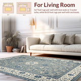 Ultra Soft Area Rug, Non Slip, Stain Resistant, Washable Area Rugs for Living Room, Bedroom, Rustic Floral Earthy Aesthetic(Gray)