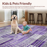 Ultra Soft Area Rug, Non Slip, Stain Resistant, Washable Area Rugs for Living Room, Bedroom, Dynamic Abstract Expressionist Theme(Purple)