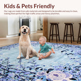 Ultra Soft Area Rug, Non Slip, Stain Resistant, Washable Area Rugs for Living Room, Bedroom, Dreamy Colorful Modern Motif(Blue)