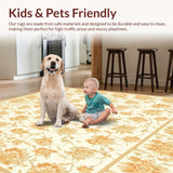 Ultra Soft Area Rug, Non Slip, Stain Resistant, Washable Area Rugs for Living Room, Bedroom, Vintage Inspired Floral Area Timeless Petal(Beige)