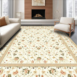 Ultra Soft Area Rug, Non Slip, Stain Resistant, Washable Area Rugs for Living Room, Bedroom, Floral Area for Indoor Entrance and Entryway(Beige)