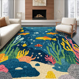 Ultra Soft Area Rug, Non Slip, Stain Resistant, Washable Area Rugs for Living Room, Bedroom, Under the Sea Kids' Carpet: Number & Shape Learning Rug(Blue)